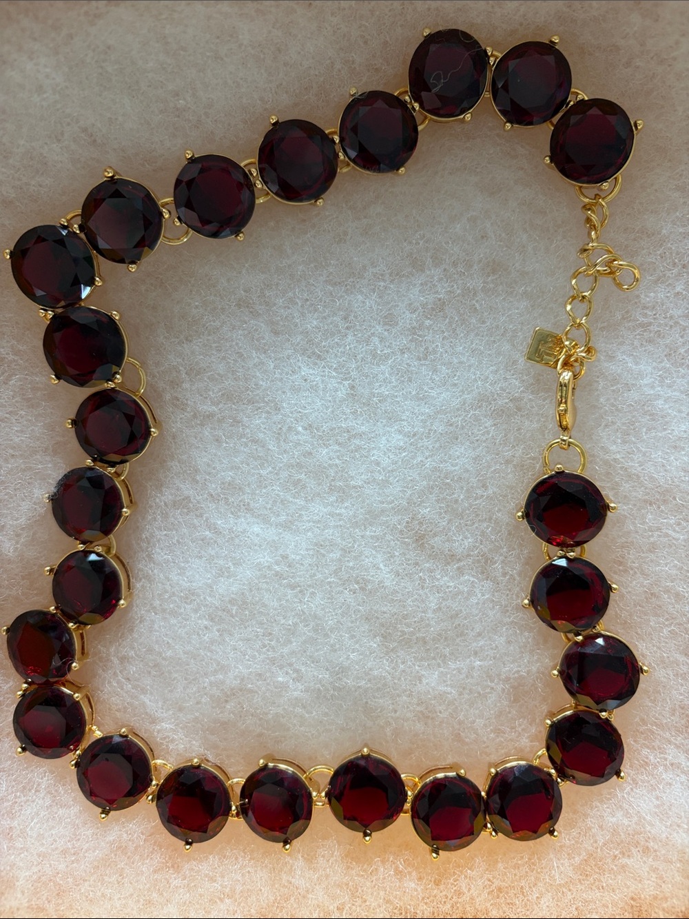 Ralph Lauren Gold-Tone Necklace with Deep Red Faceted Stones
